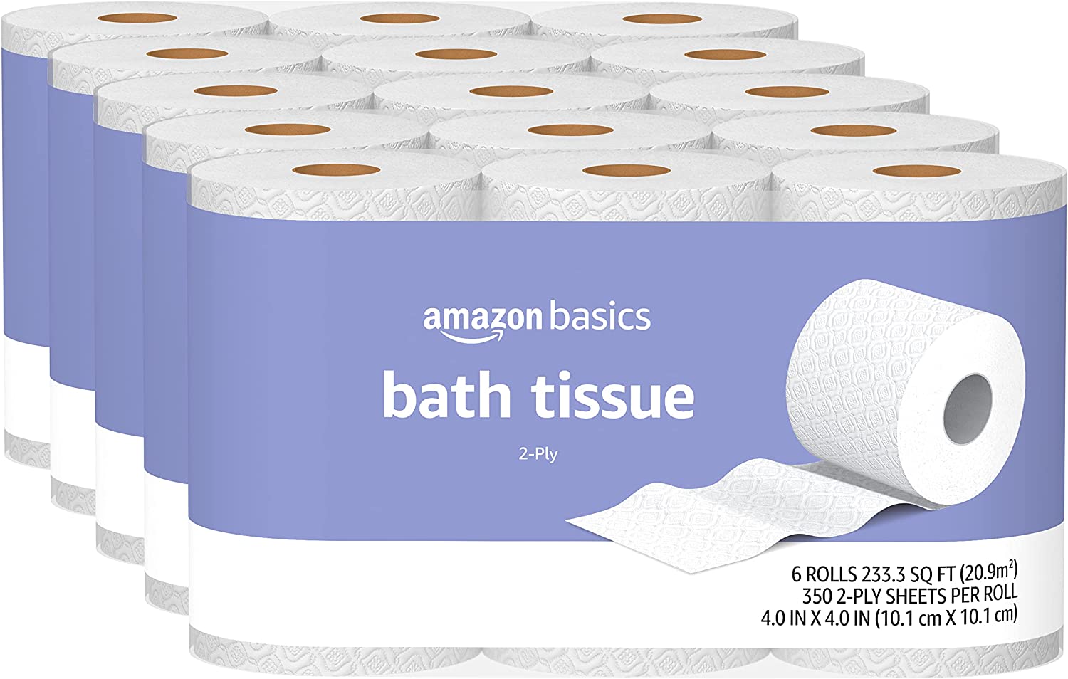 Basics 2-Ply Toilet Paper 5 Packs, 6 Rolls per pack (30